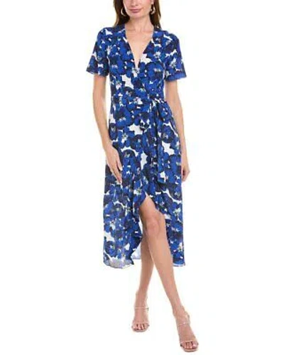 Pre-owned The Kooples Summer Party Silk Wrap Dress Women's In Blue