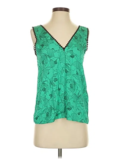 Pre-owned The Kooples Tank Top Green Plunge Neckline Tops