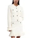 The Kooples Textured Ruffle Cuff Cardigan In White
