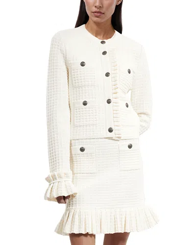 The Kooples Textured Ruffle Cuff Cardigan In White