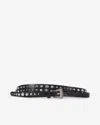 The Kooples Womens Black Studded Thin Double-wrap Leather Belt In Black