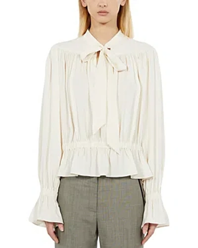 The Kooples Tie Neck Blouse In Ecru