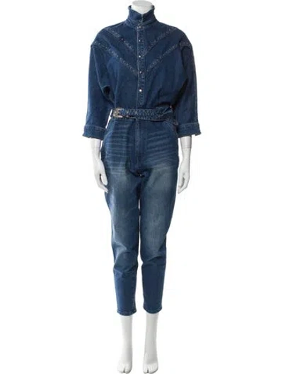 Pre-owned The Kooples Turtleneck Jumpsuit In Blue