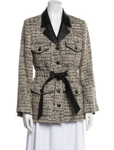 Pre-owned The Kooples Tweed Pattern Blazer In Black