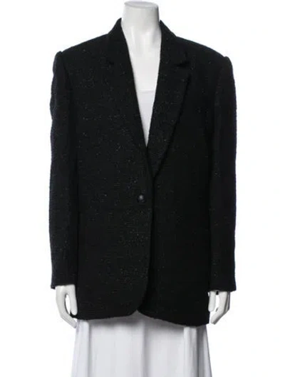 Pre-owned The Kooples Tweed Pattern Blazer In Black