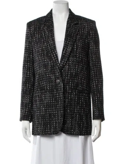 Pre-owned The Kooples Tweed Pattern Blazer In Black