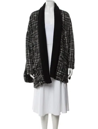Pre-owned The Kooples Tweed Pattern Coat In Black
