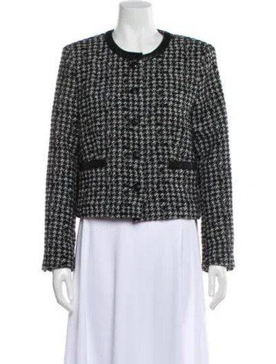Pre-owned The Kooples Tweed Pattern Evening Jacket In Black