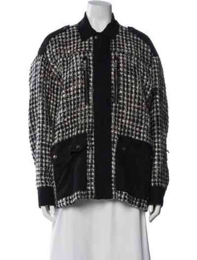Pre-owned The Kooples Tweed Pattern Jacket In Black