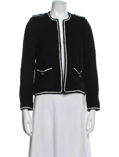 Pre-owned The Kooples Tweed Pattern Jacket In Black
