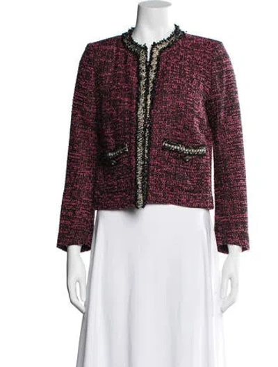 Pre-owned The Kooples Tweed Pattern Jacket In Pink