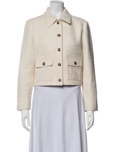 Pre-owned The Kooples Tweed Pattern Jacket In White