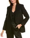 The Kooples Tweed Wool-blend Blazer In Black