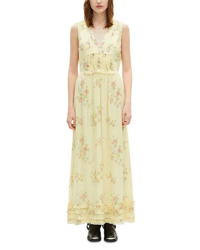 The Kooples V Neck Sleeveless Dress In Yellow