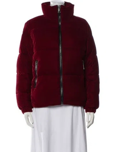 Pre-owned The Kooples Velour Bomber Jacket In Red