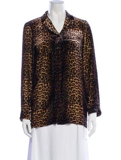 Pre-owned The Kooples Velvet Animal Print Blouse In Neutral