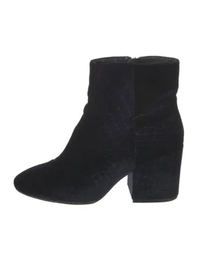 Pre-owned The Kooples Velvet Animal Print Boots In Black