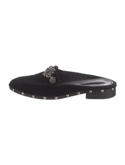 Pre-owned The Kooples Velvet Mules In Black