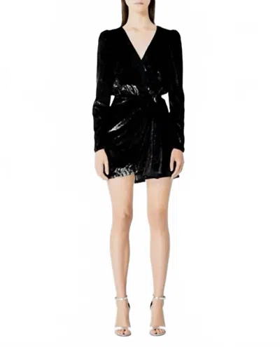 The Kooples Velvet Shine Wrap Dress In Black In Multi
