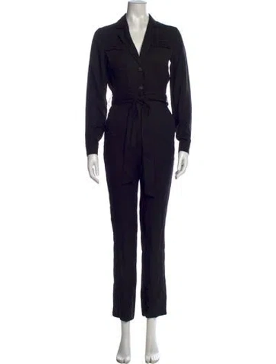 Pre-owned The Kooples V-neck Jumpsuit In Black
