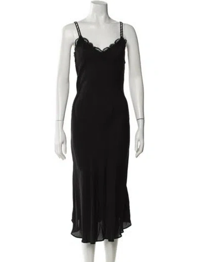 Pre-owned The Kooples V-neck Long Dress In Black