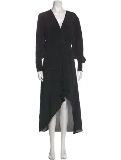 Pre-owned The Kooples V-neck Long Dress In Black