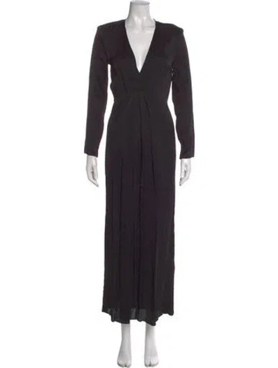 Pre-owned The Kooples V-neck Long Dress In Black