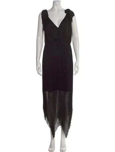 Pre-owned The Kooples V-neck Long Dress In Black