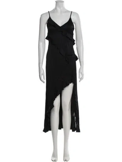 Pre-owned The Kooples V-neck Long Dress In Black