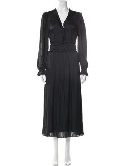 Pre-owned The Kooples V-neck Long Dress In Blue