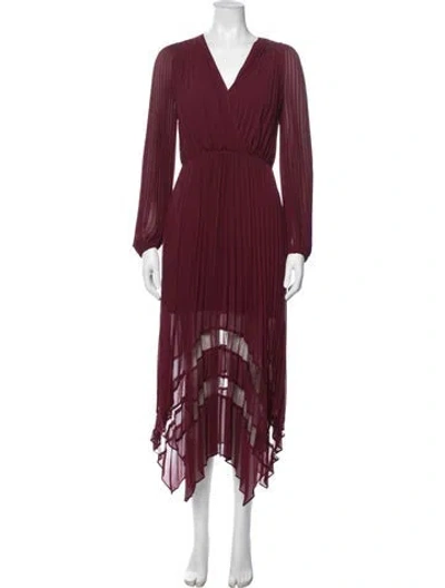 Pre-owned The Kooples V-neck Midi Length Dress In Burgundy