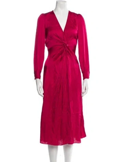 Pre-owned The Kooples V-neck Midi Length Dress In Red