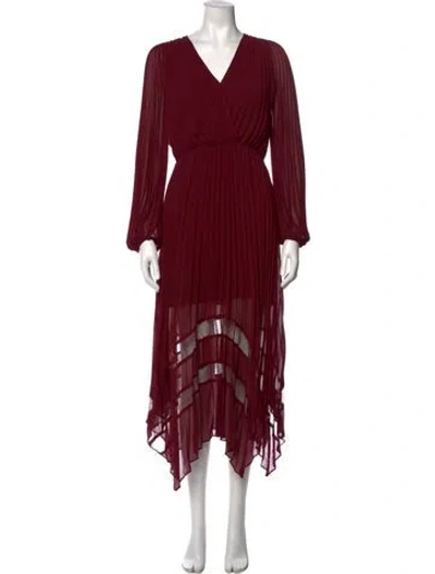 Pre-owned The Kooples V-neck Midi Length Dress In Red