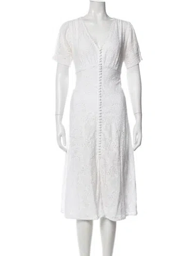 Pre-owned The Kooples V-neck Midi Length Dress In White