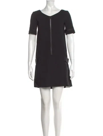 Pre-owned The Kooples V-neck Mini Dress In Black