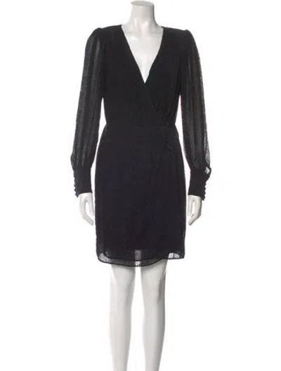 Pre-owned The Kooples V-neck Mini Dress In Black