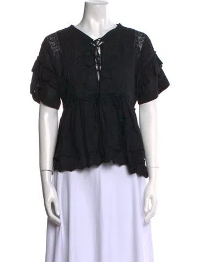 Pre-owned The Kooples V-neck Mini Dress In Black