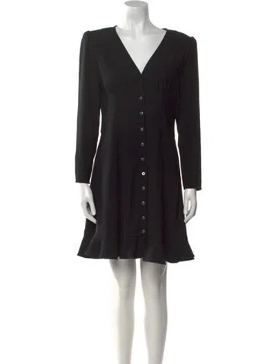 Pre-owned The Kooples V-neck Mini Dress In Black