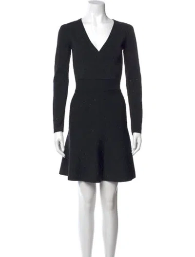 Pre-owned The Kooples V-neck Mini Dress In Black
