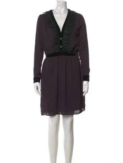Pre-owned The Kooples V-neck Mini Dress In Black