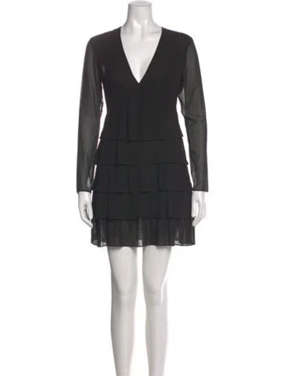 Pre-owned The Kooples V-neck Mini Dress In Black