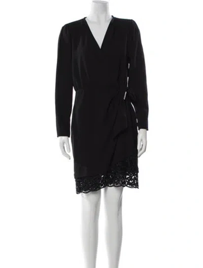 Pre-owned The Kooples V-neck Mini Dress In Black
