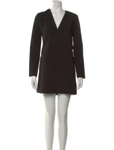 Pre-owned The Kooples V-neck Mini Dress In Black