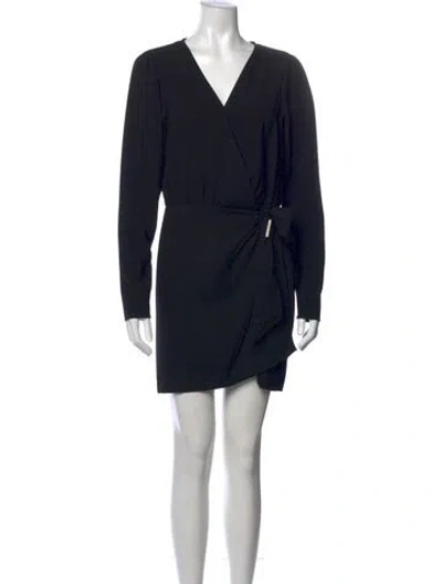 Pre-owned The Kooples V-neck Mini Dress In Black