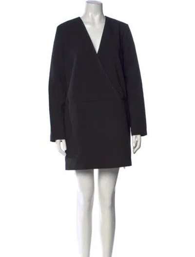 Pre-owned The Kooples V-neck Mini Dress In Black