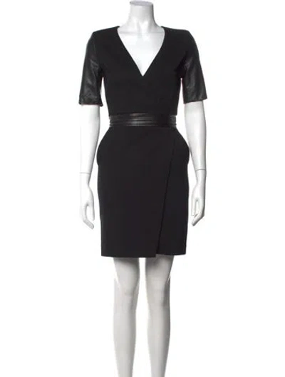 Pre-owned The Kooples V-neck Mini Dress In Black