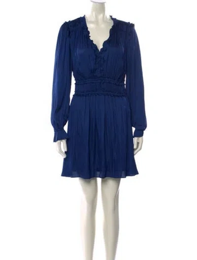 Pre-owned The Kooples V-neck Mini Dress In Blue