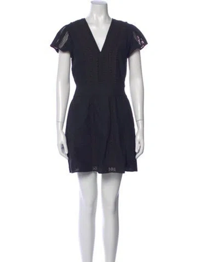 Pre-owned The Kooples V-neck Mini Dress In Blue