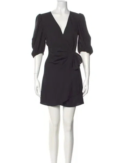 Pre-owned The Kooples V-neck Mini Dress In Gray