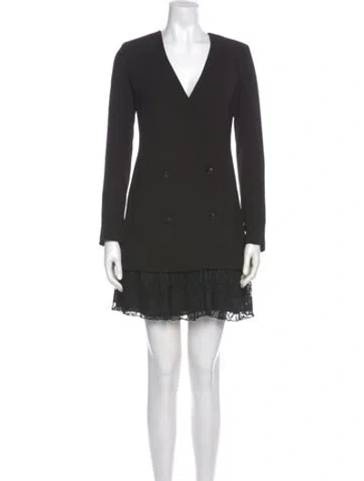 Pre-owned The Kooples V-neck Mini Dress In Gray